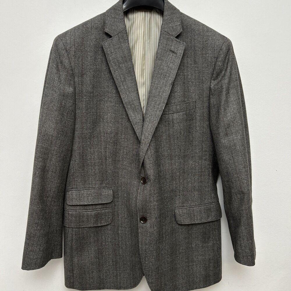 Banana Republic Blazer, Jacket, Gray Plaid, Italian Wool, Two Button, Mens 40R
